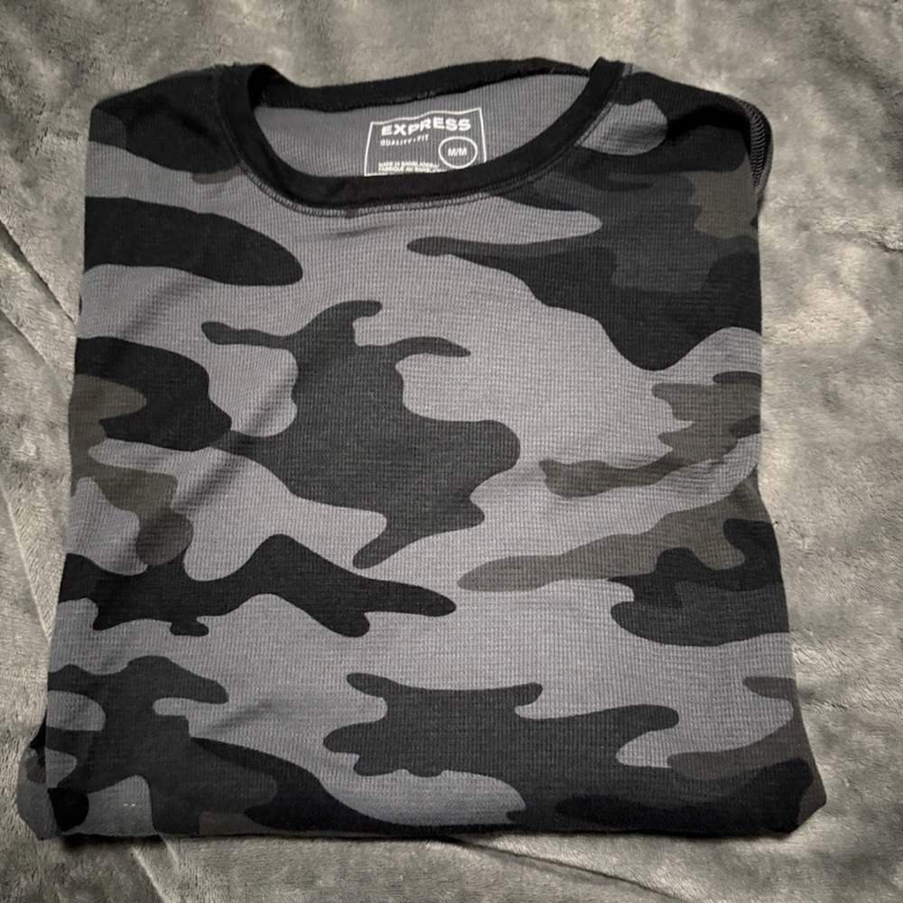 Express Black and Gray Long Sleeve Tee Urban Camouflage